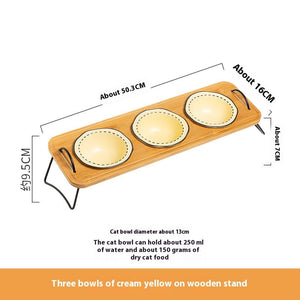Elevate Your Pet's Dining Experience with Our Wooden Stand Ceramic Pet Feeding Bowl
