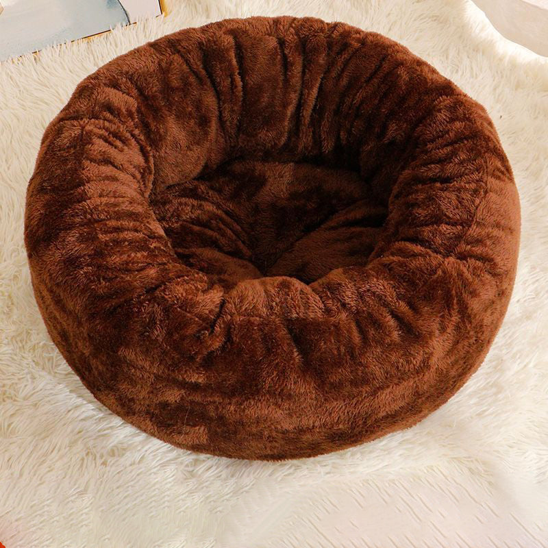 Long Plush Donut Round Warm Pet Bed Mat