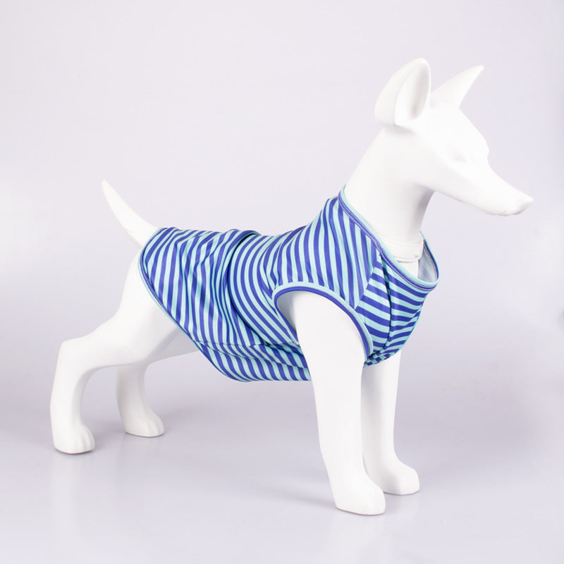 Striped Crew Neck Pet Tank Top Shirt