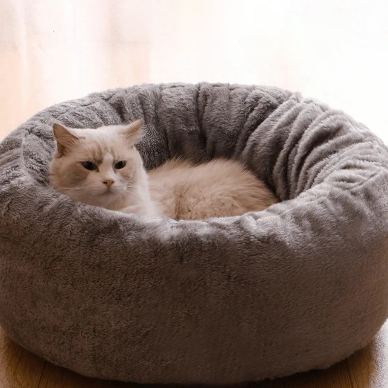 Long Plush Donut Round Warm Pet Bed Mat