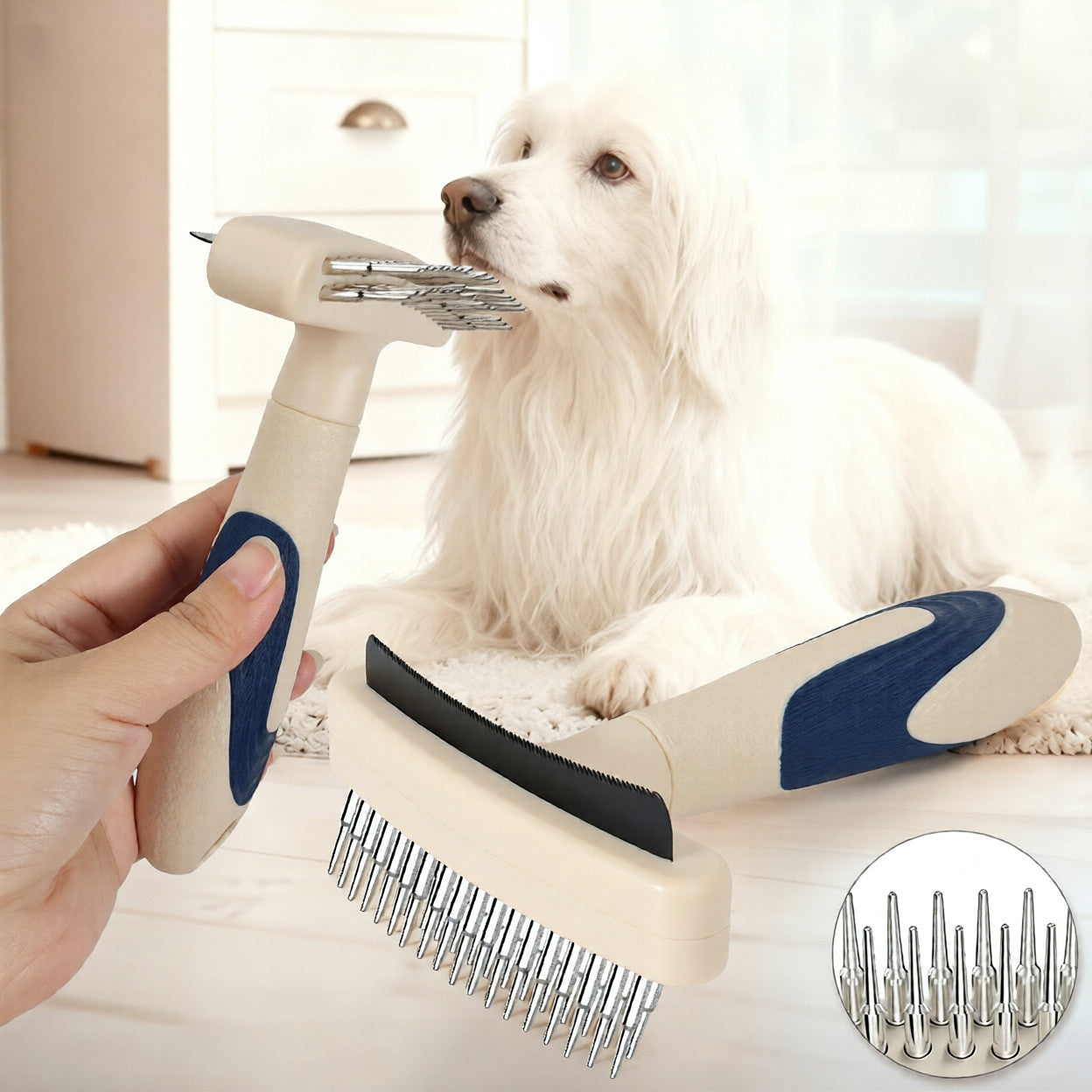 Pet Grooming Brush Loose Hair Detangling Fur Removal Tool