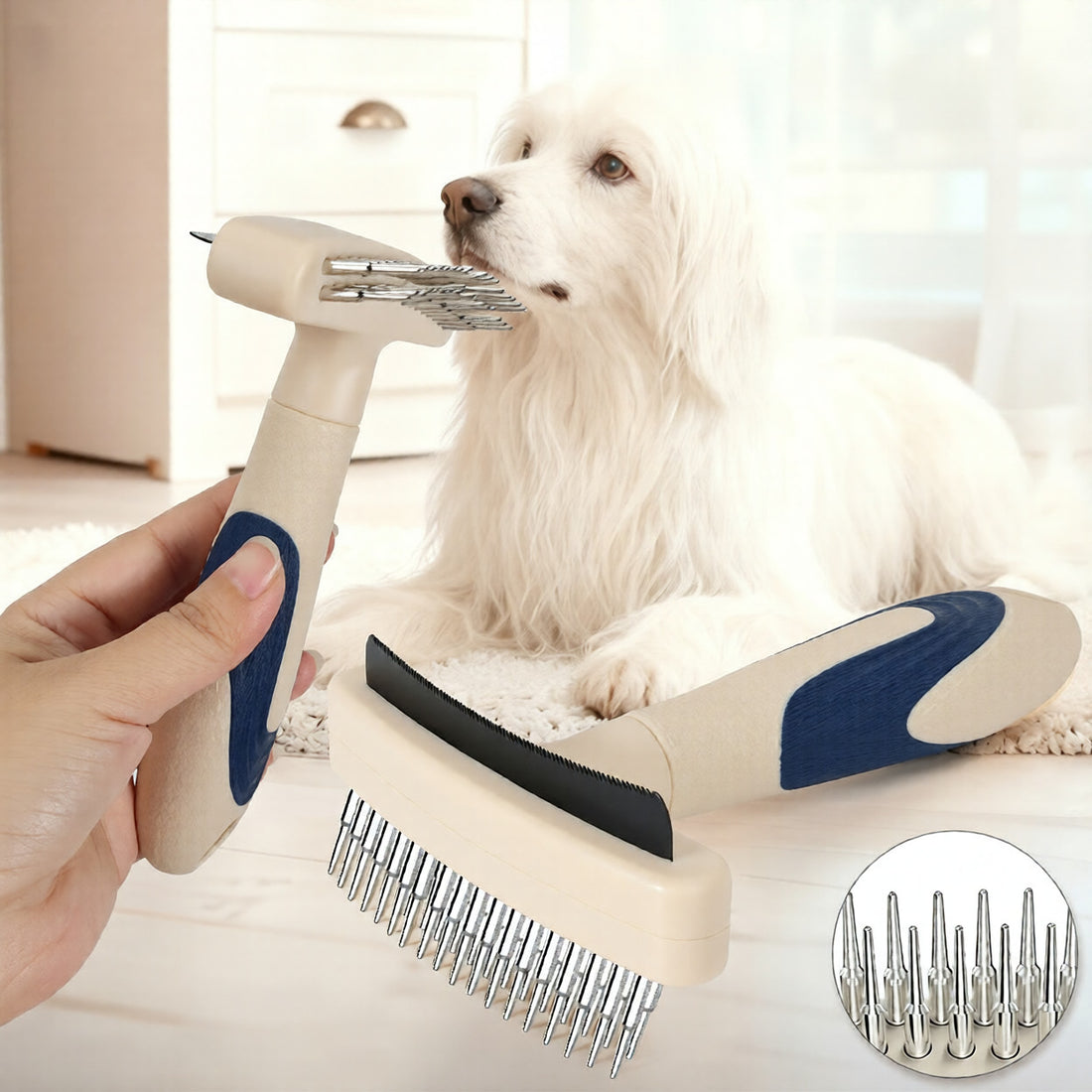 Pet Grooming Brush Loose Hair Detangling Fur Removal Tool