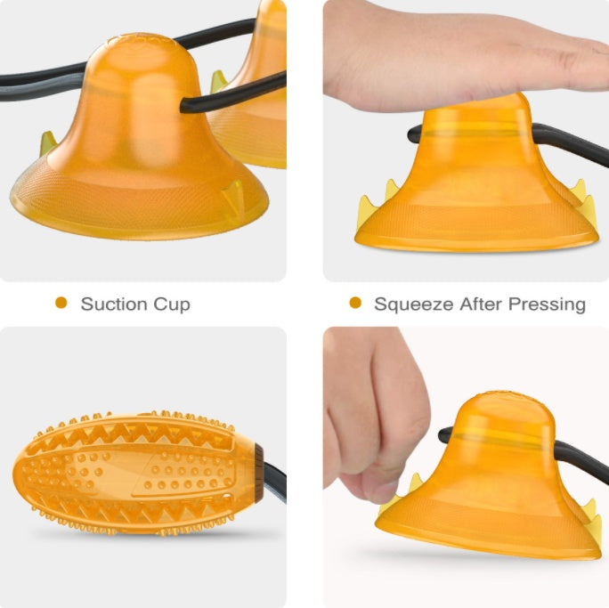 Pet Multifunction Double Rope Tug Suction Ball Chew Toy