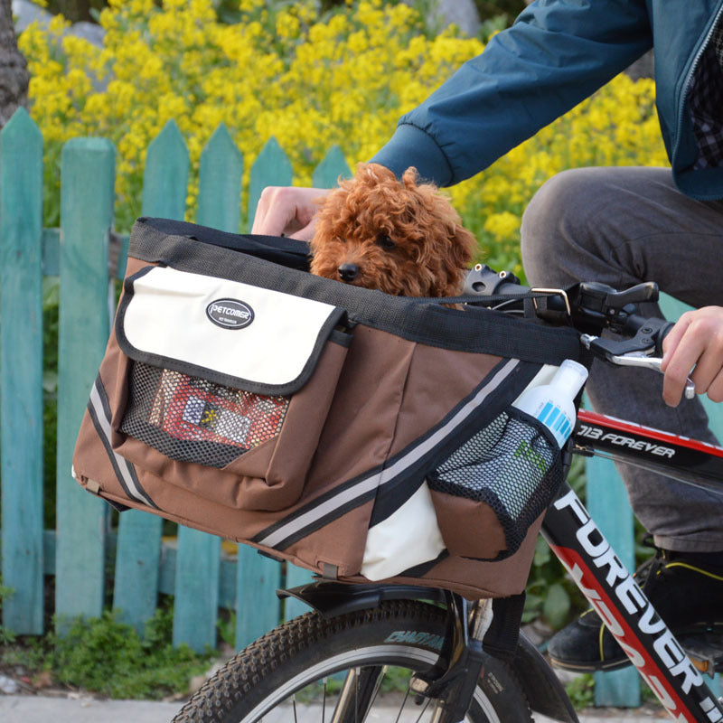 Pet Bicycle Carrier Removable Handlebar Front Basket Bag