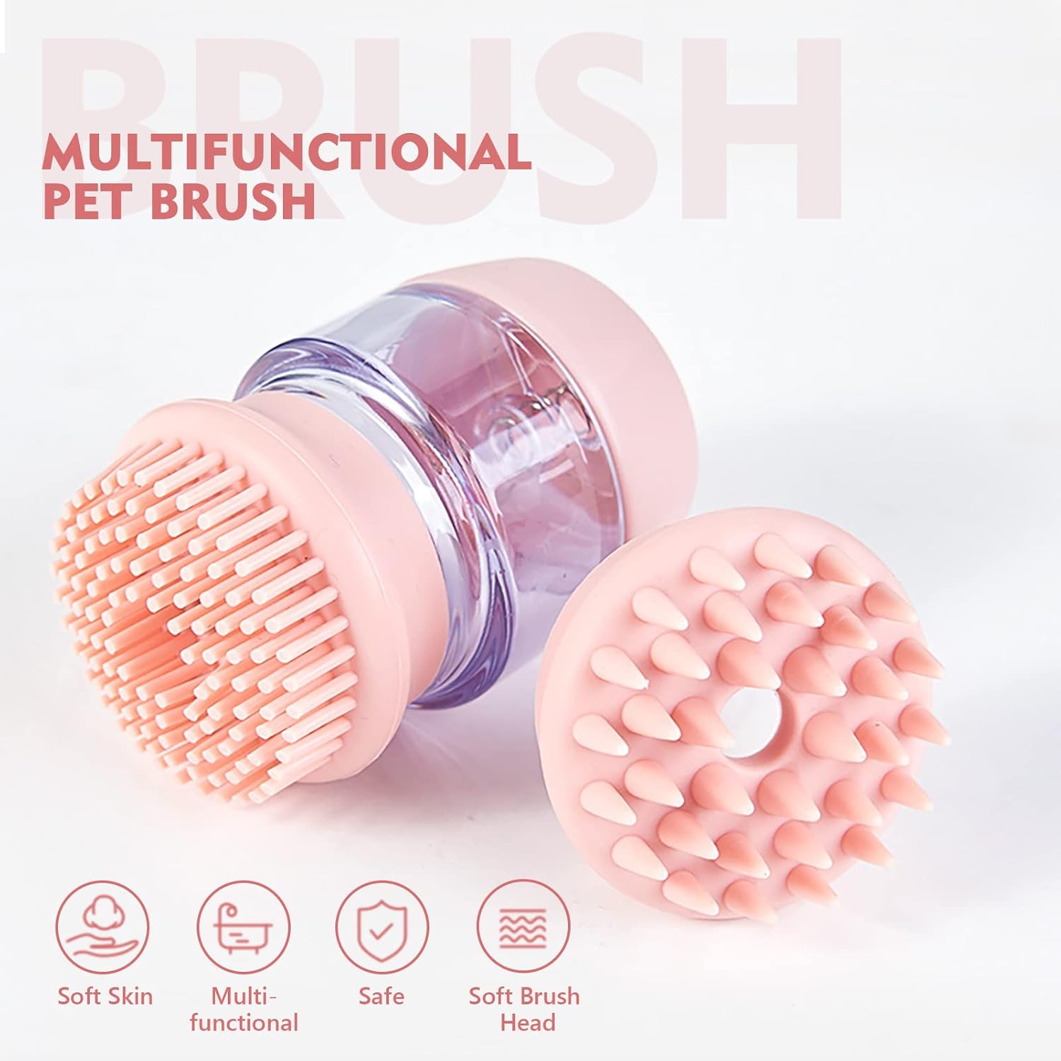 Pet Bath Brush Silicone Double Head Shampoo Dispenser Tool