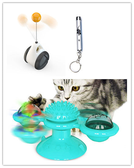 Sucker Turn Windmill Pet Toy Creative Spin Ball
