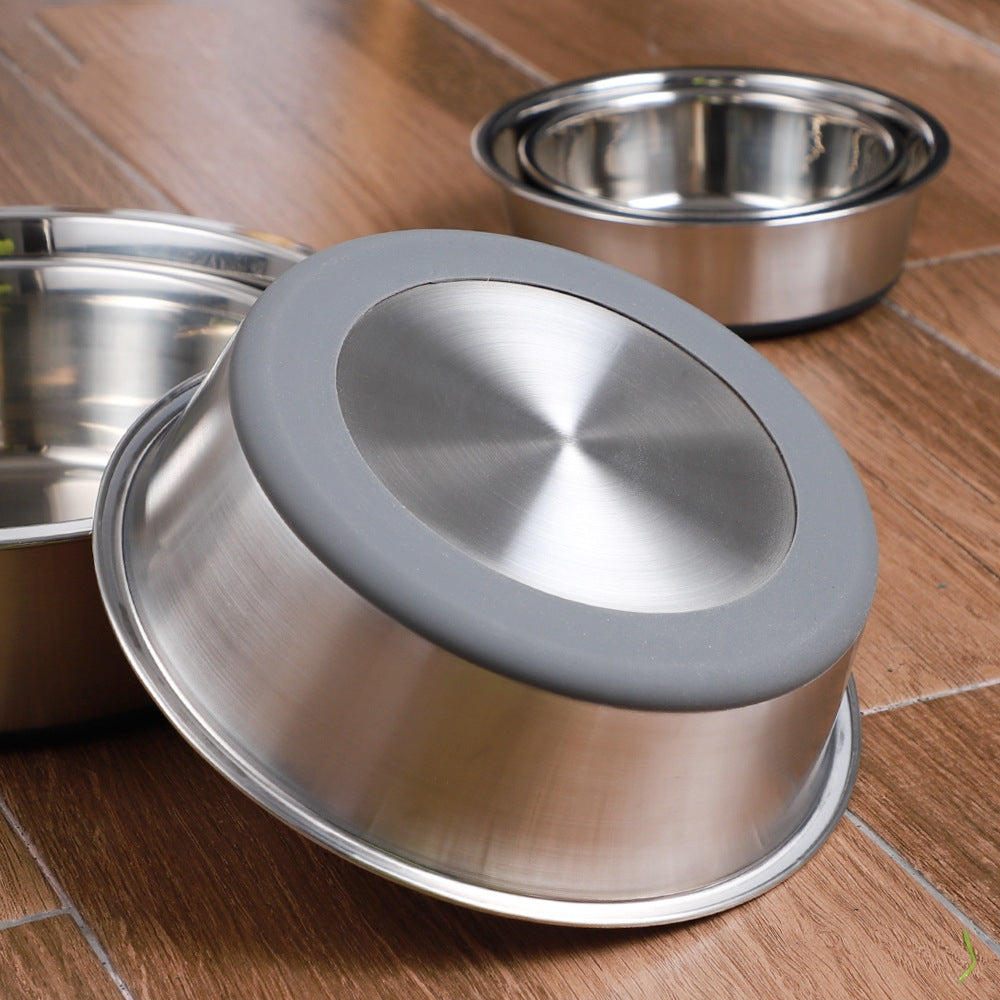 Silicone Stainless Steel Pet Feeding Drinking Bowl
