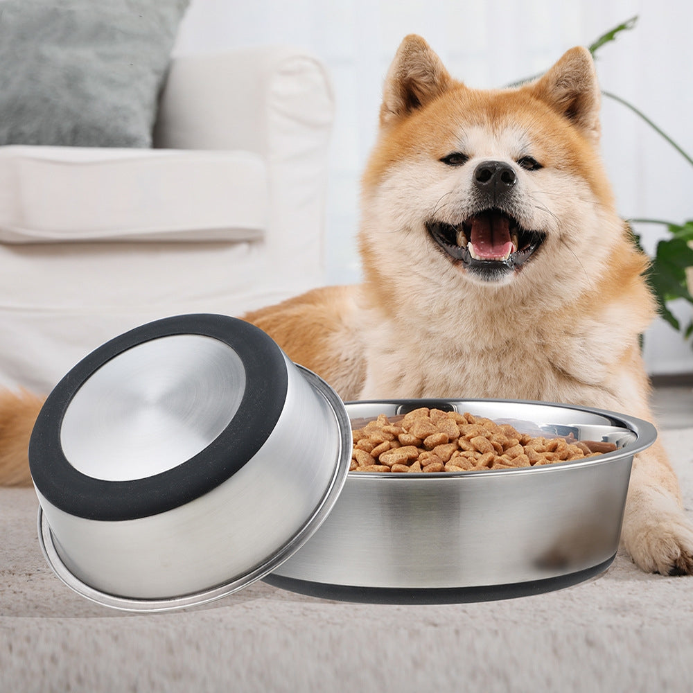 Silicone Stainless Steel Pet Feeding Drinking Bowl
