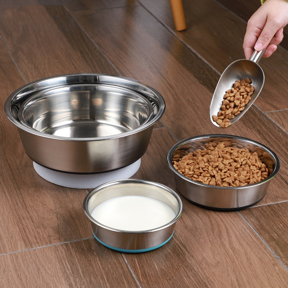 Silicone Stainless Steel Pet Feeding Drinking Bowl