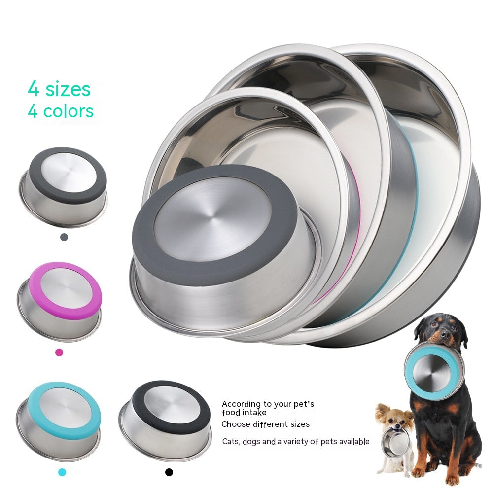 Silicone Stainless Steel Pet Feeding Drinking Bowl