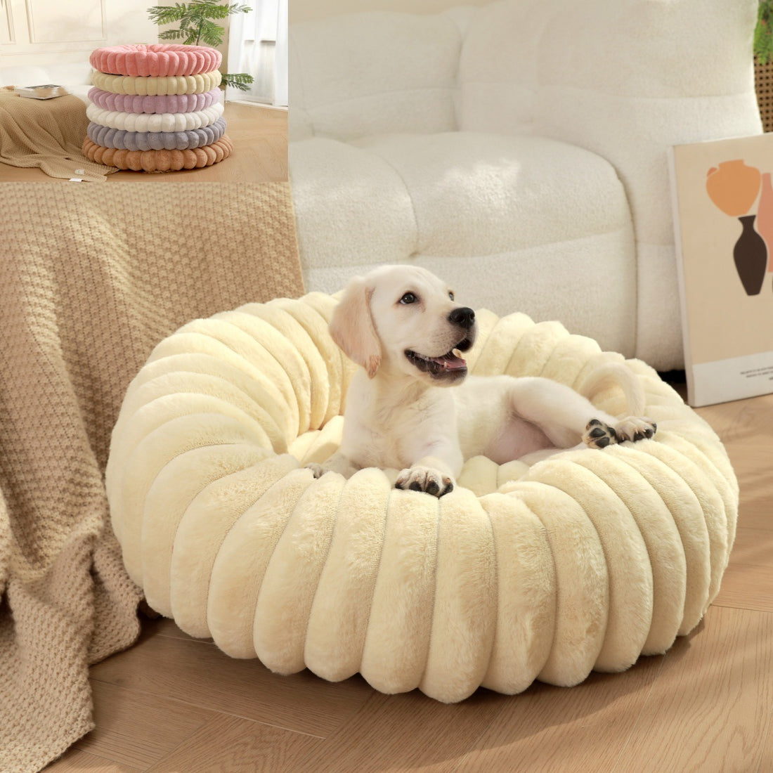 Plush Round Warm Pet Nest Bed