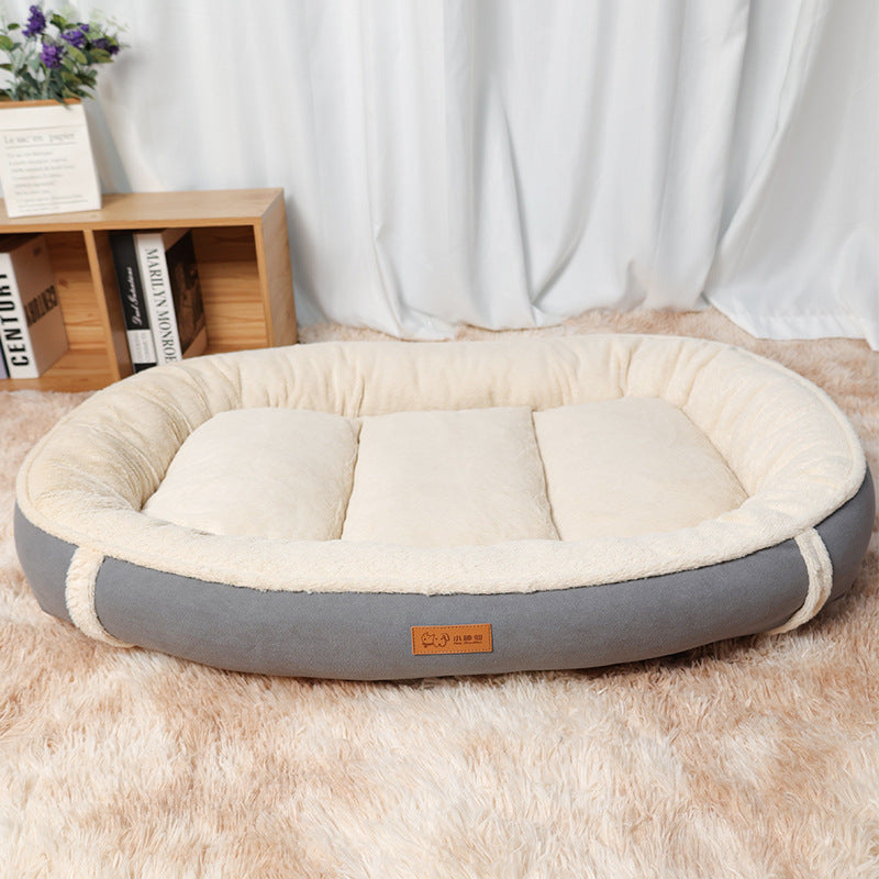 Linen Round Non Slip Pet Bed Mat