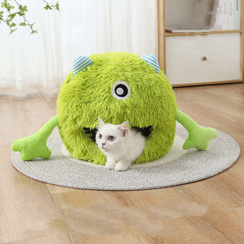 Fluffy Round Machine Washable Calming Pet Bed