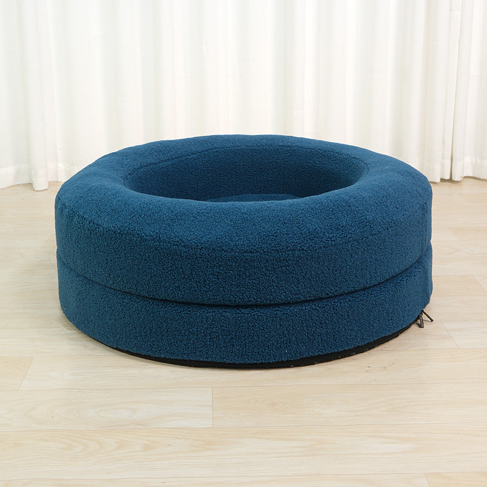 Solid Color Round Leisure Pet Bed Nest