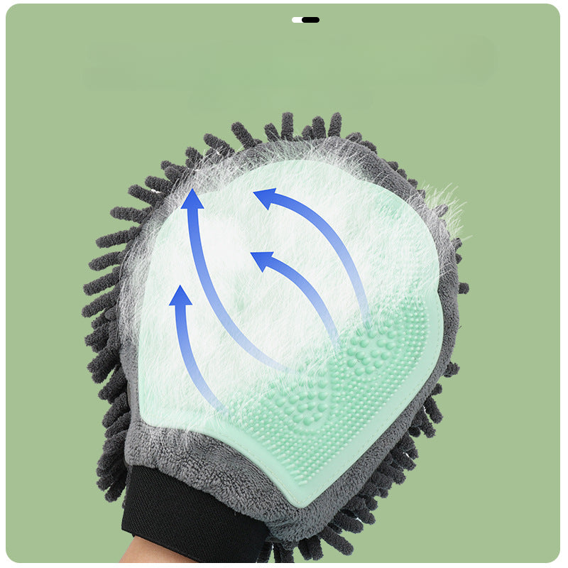 Pet Bathing Brush 2 In 1 Grooming Massage Cleaning Glove