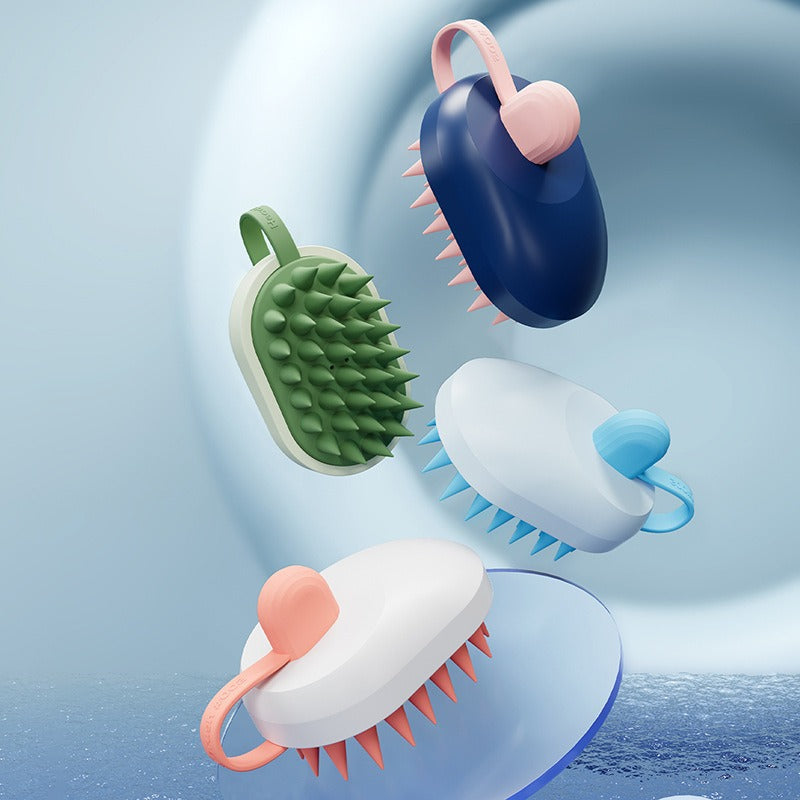 Pet Bath Brush Soft Gel Shampoo Massager Cleaning Tool