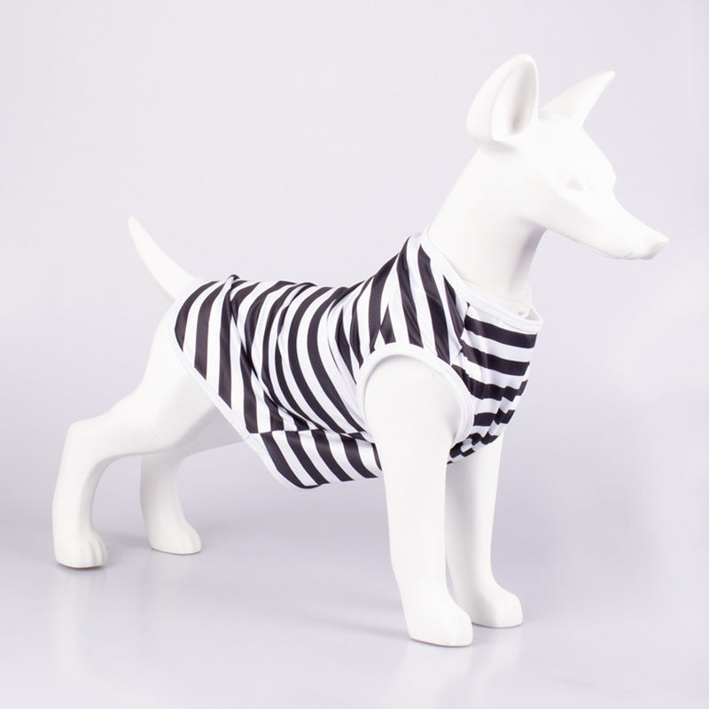 Striped Crew Neck Pet Tank Top Shirt