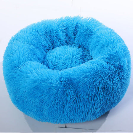 Pure Color Round Plush Winter Pet Bed