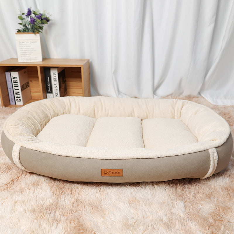 Linen Round Non Slip Pet Bed Mat