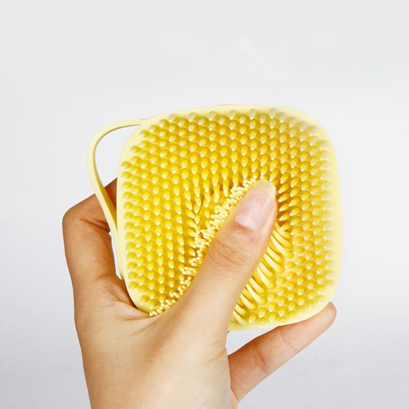 Pet Bath Brush Silicone Bristles Shampoo Dispenser Grooming Tool