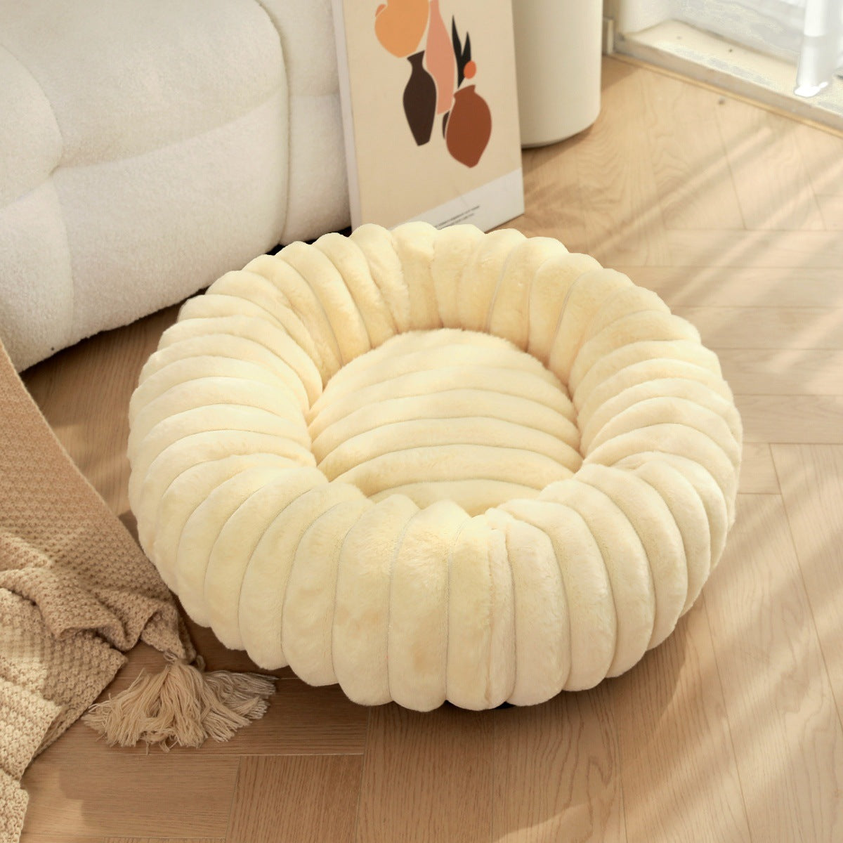 Plush Round Warm Pet Nest Bed