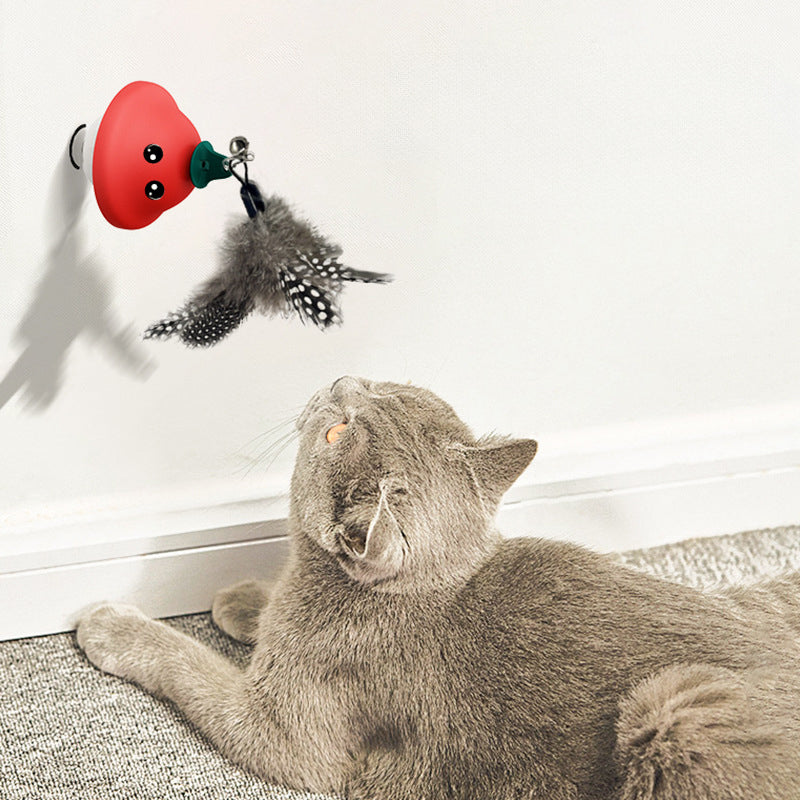Interactive Suction Cup Wand Retractable Teaser Exercise Toy Pet Play Training Tool