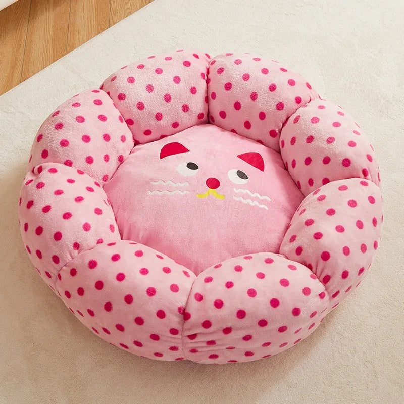 Round Polka Dot Soft Cushion Pet Bed