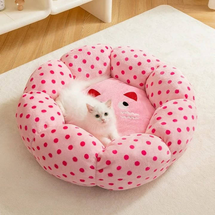 Round Polka Dot Soft Cushion Pet Bed