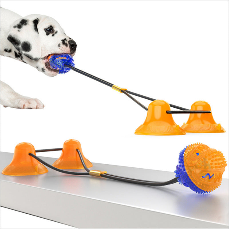 Pet Multifunction Double Rope Tug Suction Ball Chew Toy