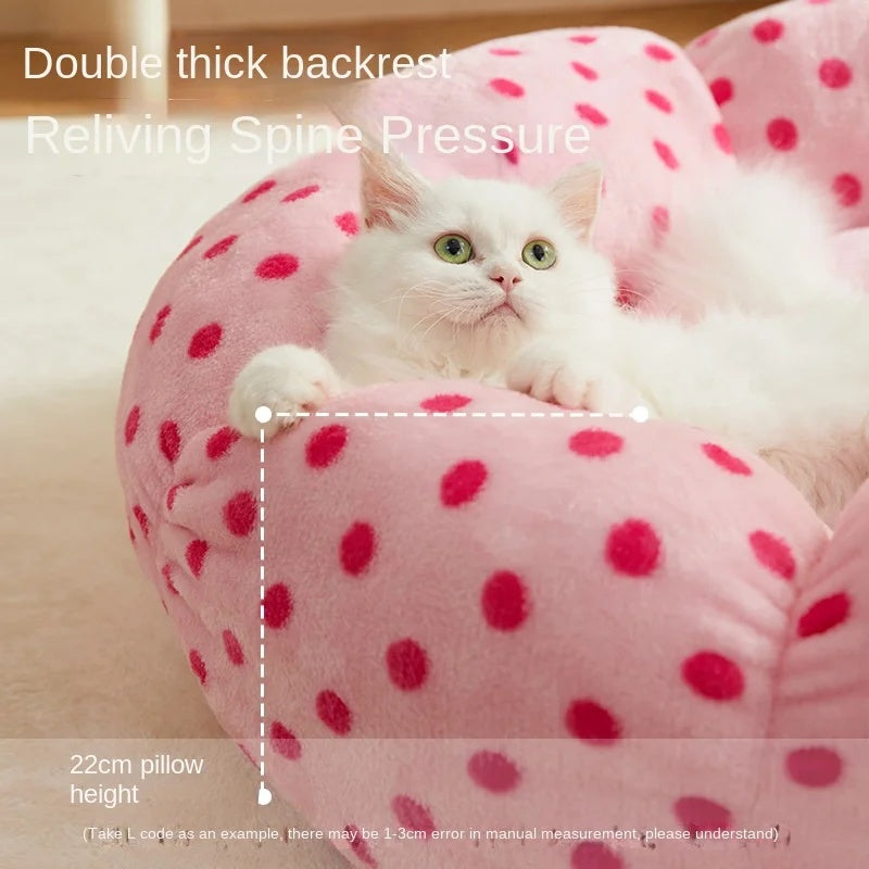 Round Polka Dot Soft Cushion Pet Bed