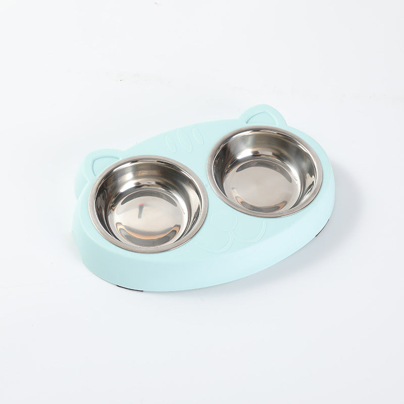 Macaron Double Bowl Pet Feeding Tray Accessories