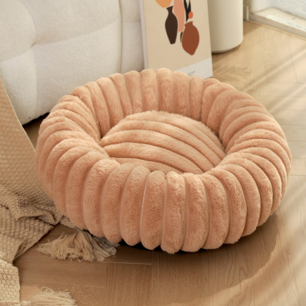 Plush Round Warm Pet Nest Bed