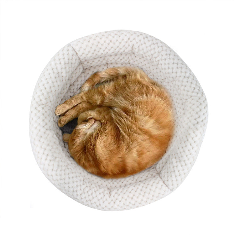 Semi Closed Round Ice Velvet Deep Sleep Pet Bed