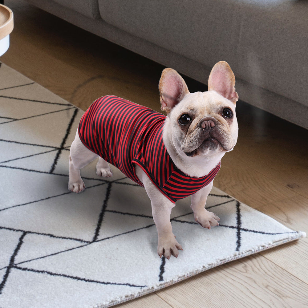 Striped Crew Neck Pet Tank Top Shirt