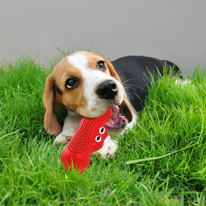 Vocal Rugby Rubber Teething Chew Toy Bite Resistant Pet Dental Toy