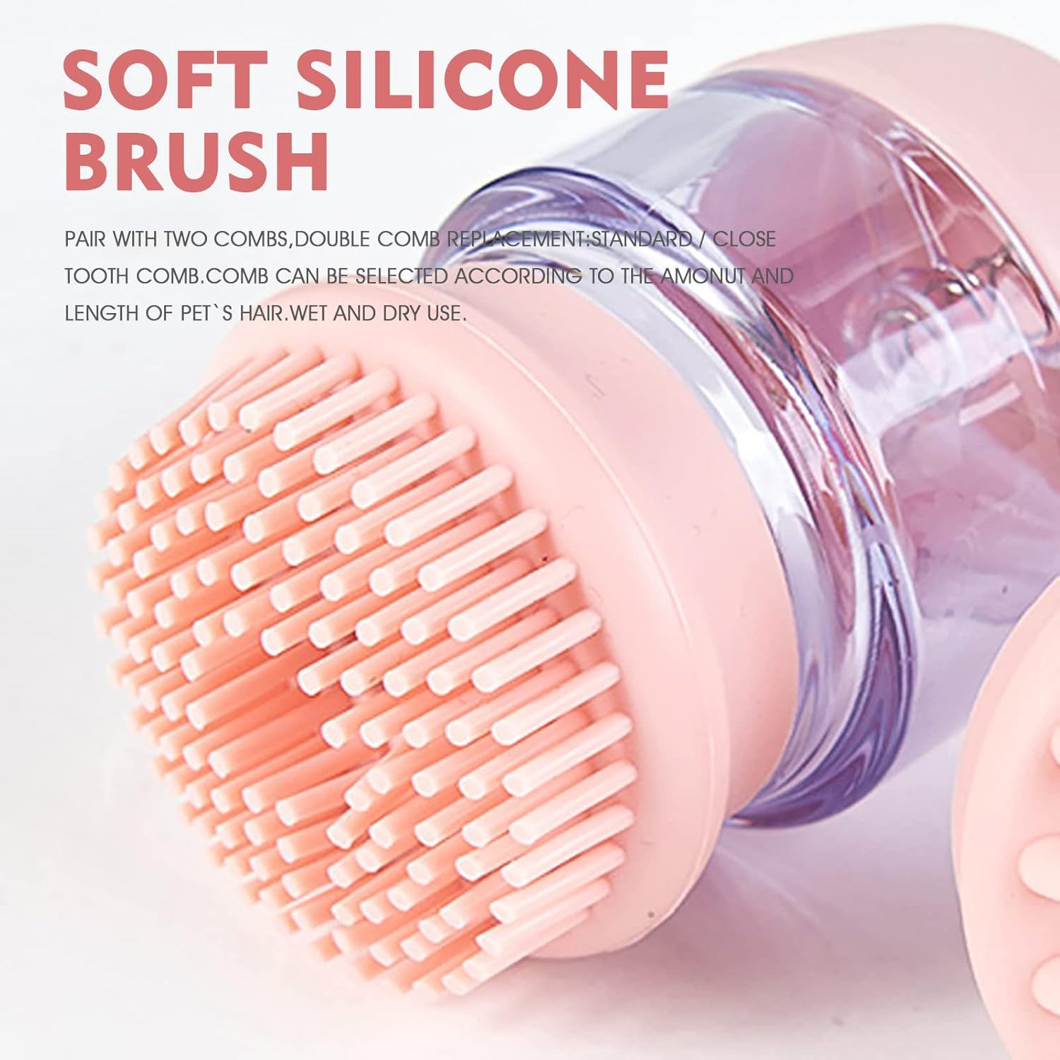 Pet Bath Brush Silicone Double Head Shampoo Dispenser Tool