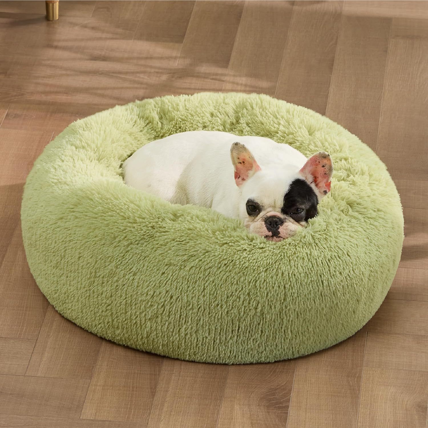 Solid Color Non Slip Fluffy Round Pet Bed