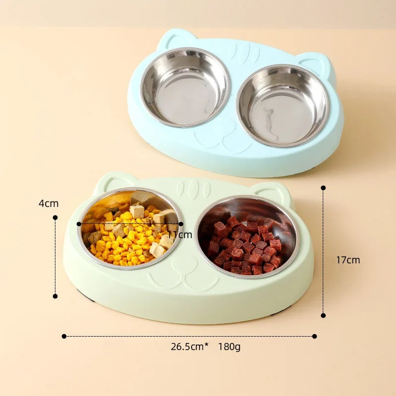 Macaron Double Bowl Pet Feeding Tray Accessories
