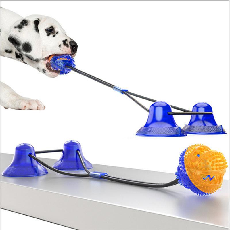 Pet Multifunction Double Rope Tug Suction Ball Chew Toy