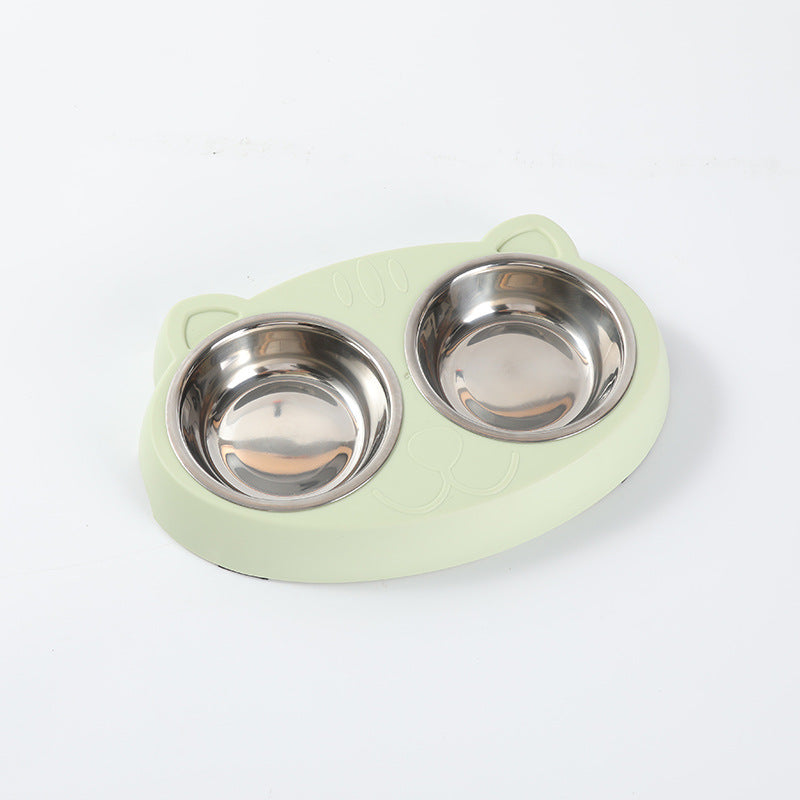 Macaron Double Bowl Pet Feeding Tray Accessories