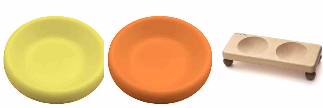 Solid Wood Ceramic Tilted Pet Feeding Bowl