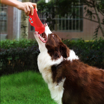 Vocal Rugby Rubber Teething Chew Toy Bite Resistant Pet Dental Toy