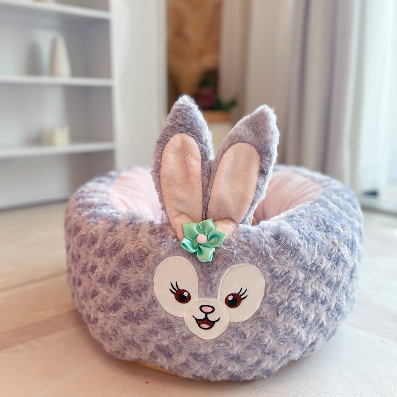 Cartoon Plush Round Pet Nest Cushion Bed