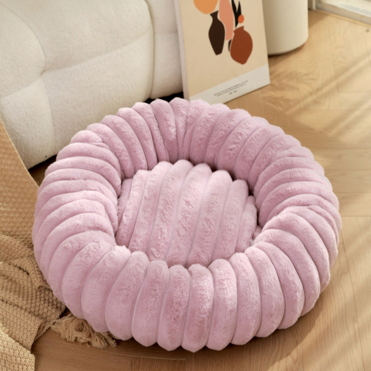 Plush Round Warm Pet Nest Bed