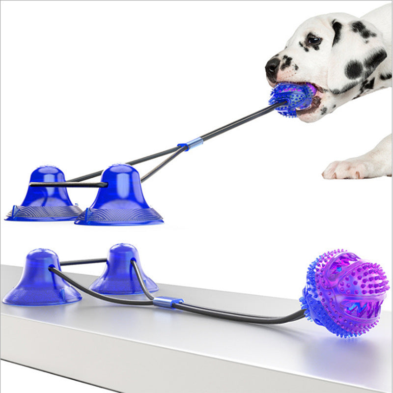 Pet Multifunction Double Rope Tug Suction Ball Chew Toy