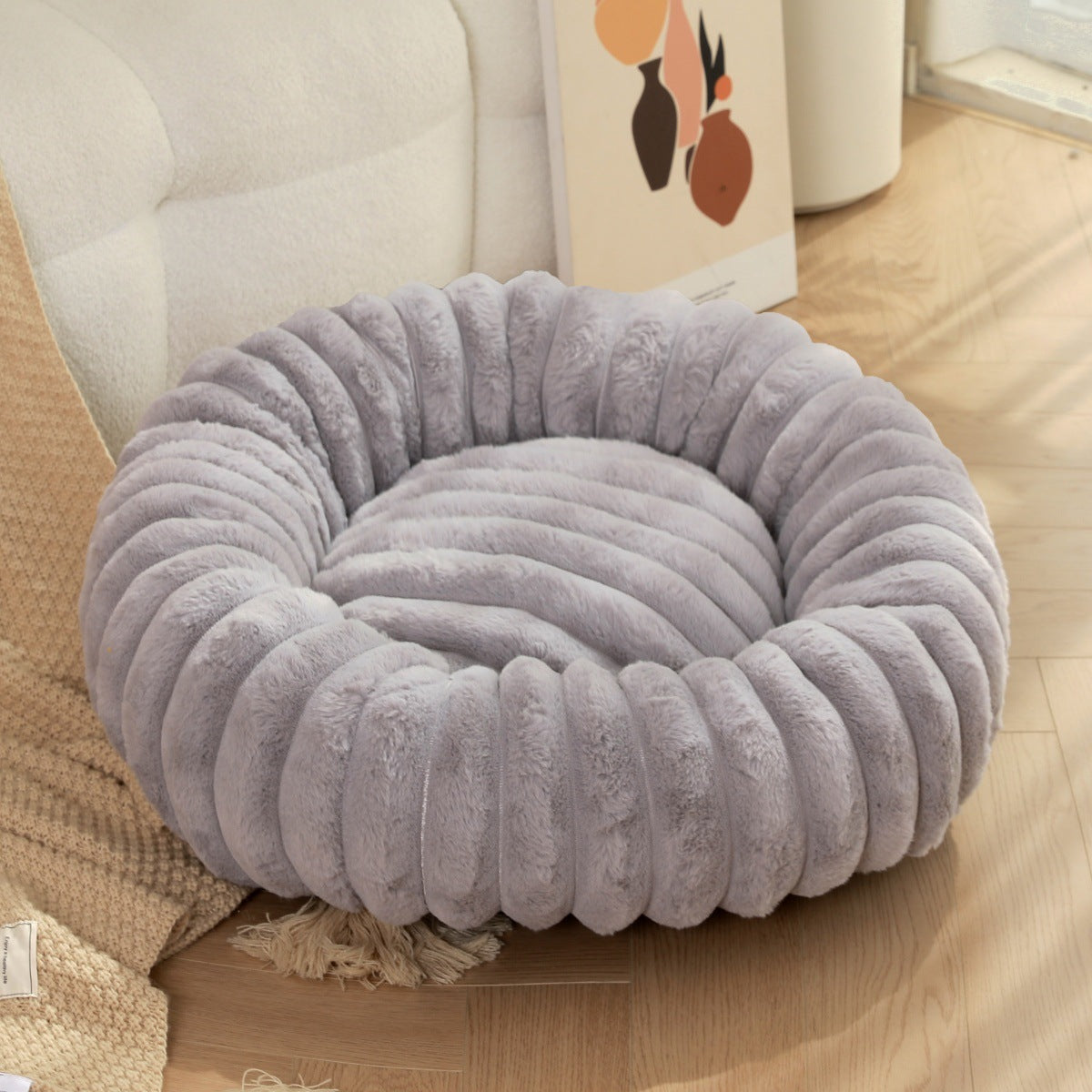Plush Round Warm Pet Nest Bed