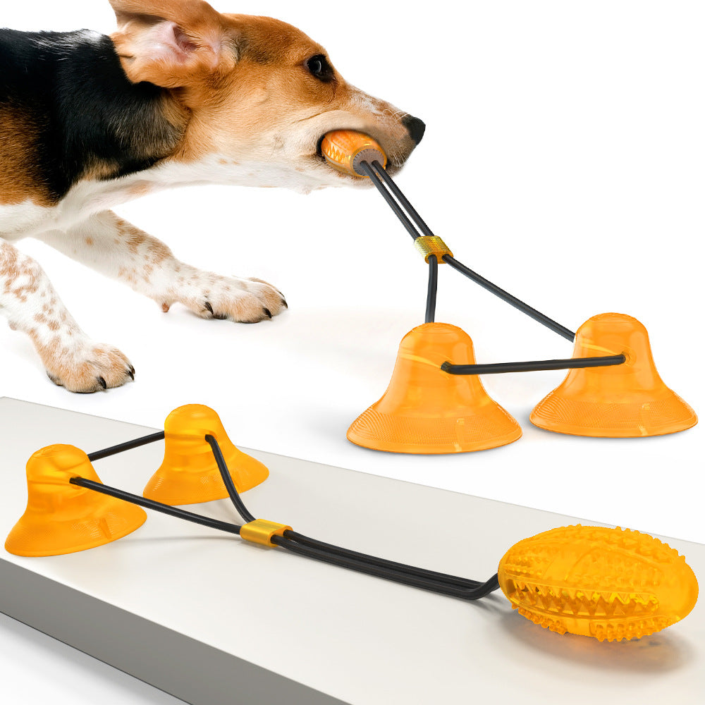 Pet Multifunction Double Rope Tug Suction Ball Chew Toy