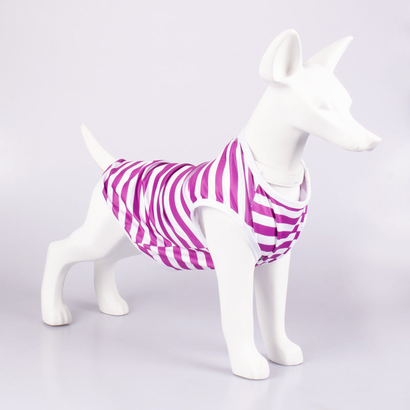 Striped Crew Neck Pet Tank Top Shirt