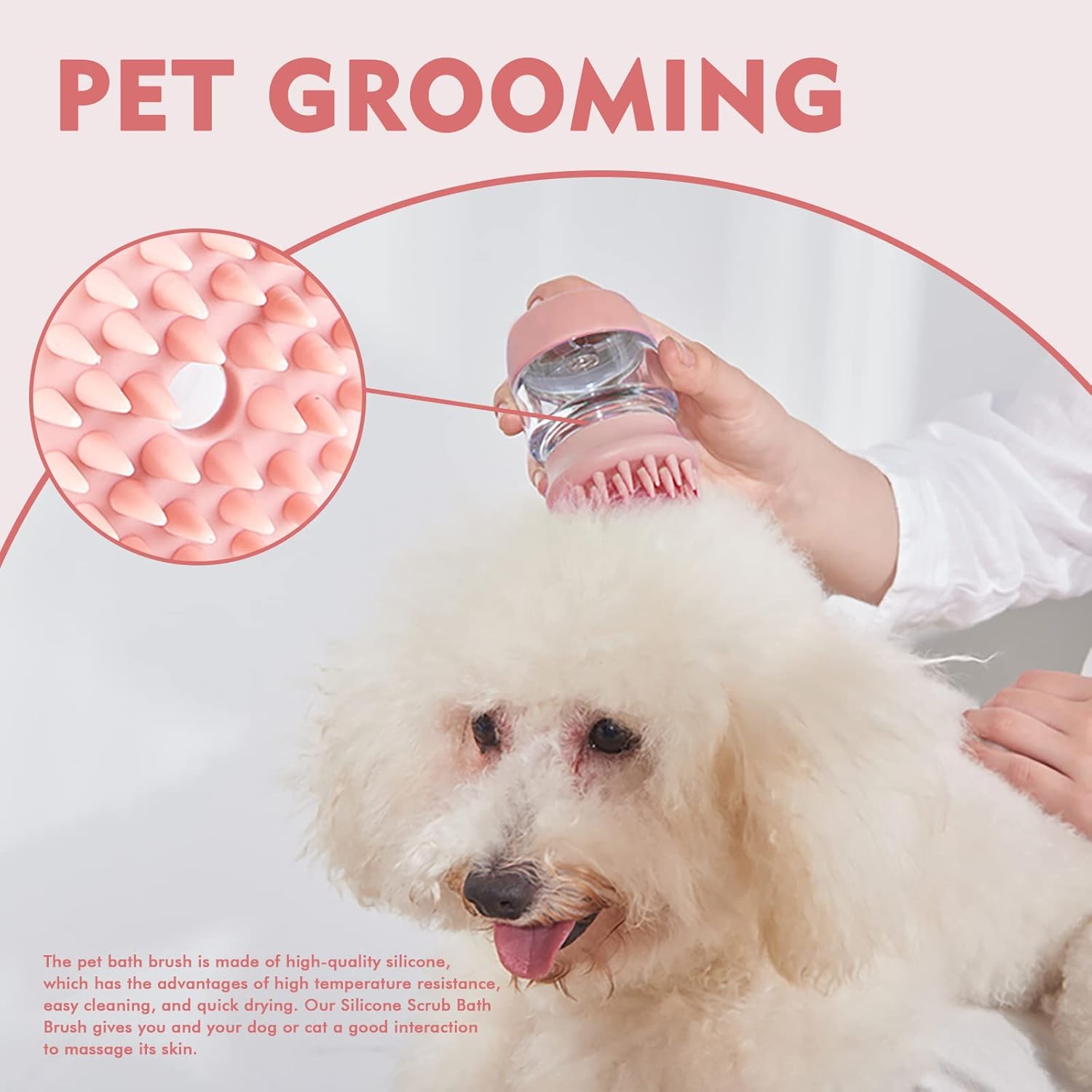 Pet Bath Brush Silicone Double Head Shampoo Dispenser Tool