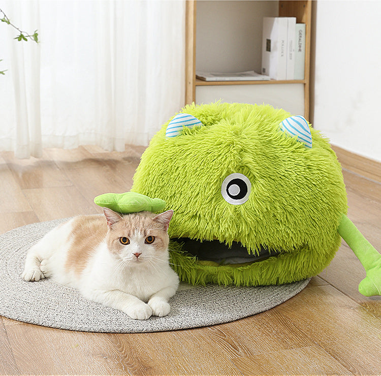Fluffy Round Machine Washable Calming Pet Bed